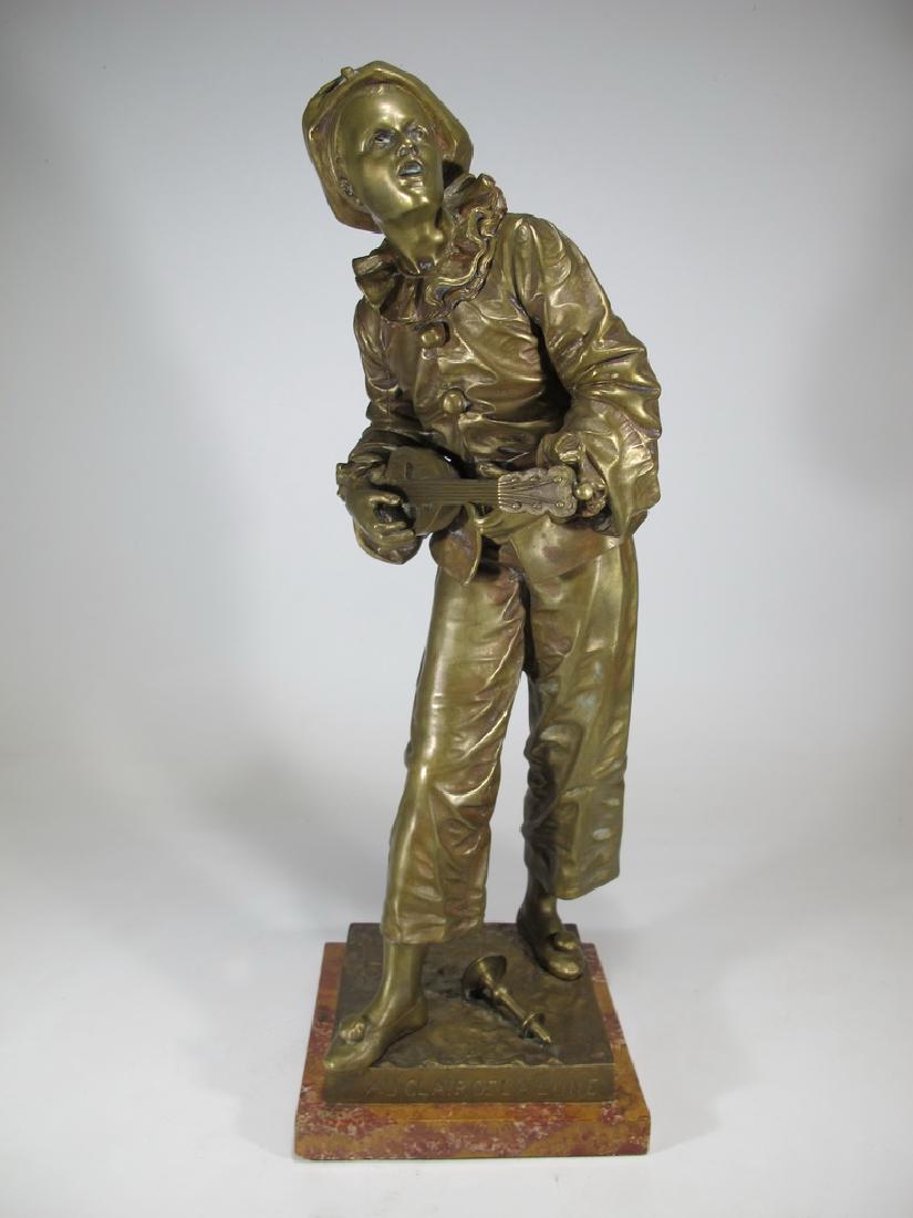 Eutrope Bouret (1833-1906) Bronze Au claire de la lune: Eutrope Bouret (1833-1906) Bronze titled: Au claire de la lune in, signed. 18 7/8 in H x 6 1/2 in W x 6 1/2 in D including the marble base. Shipping in USA or International please contact both UPS sto