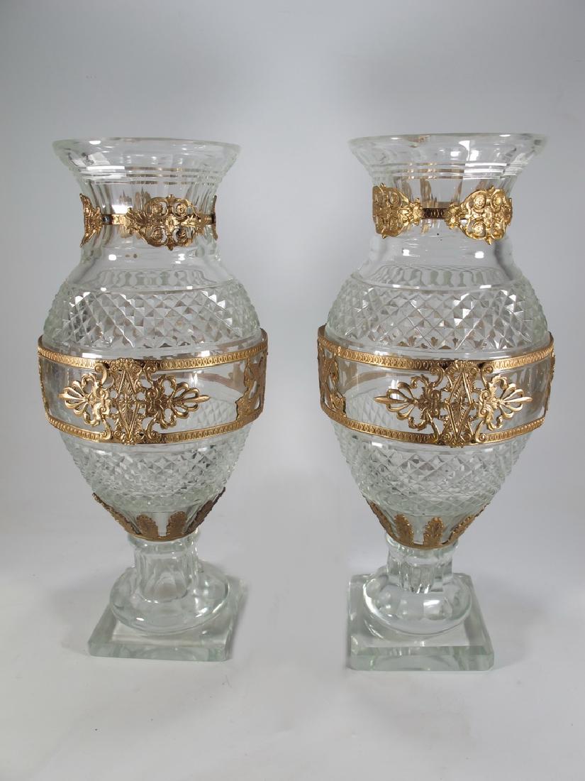 Baccarat style pair of glass & bronze vases (1 of 7)