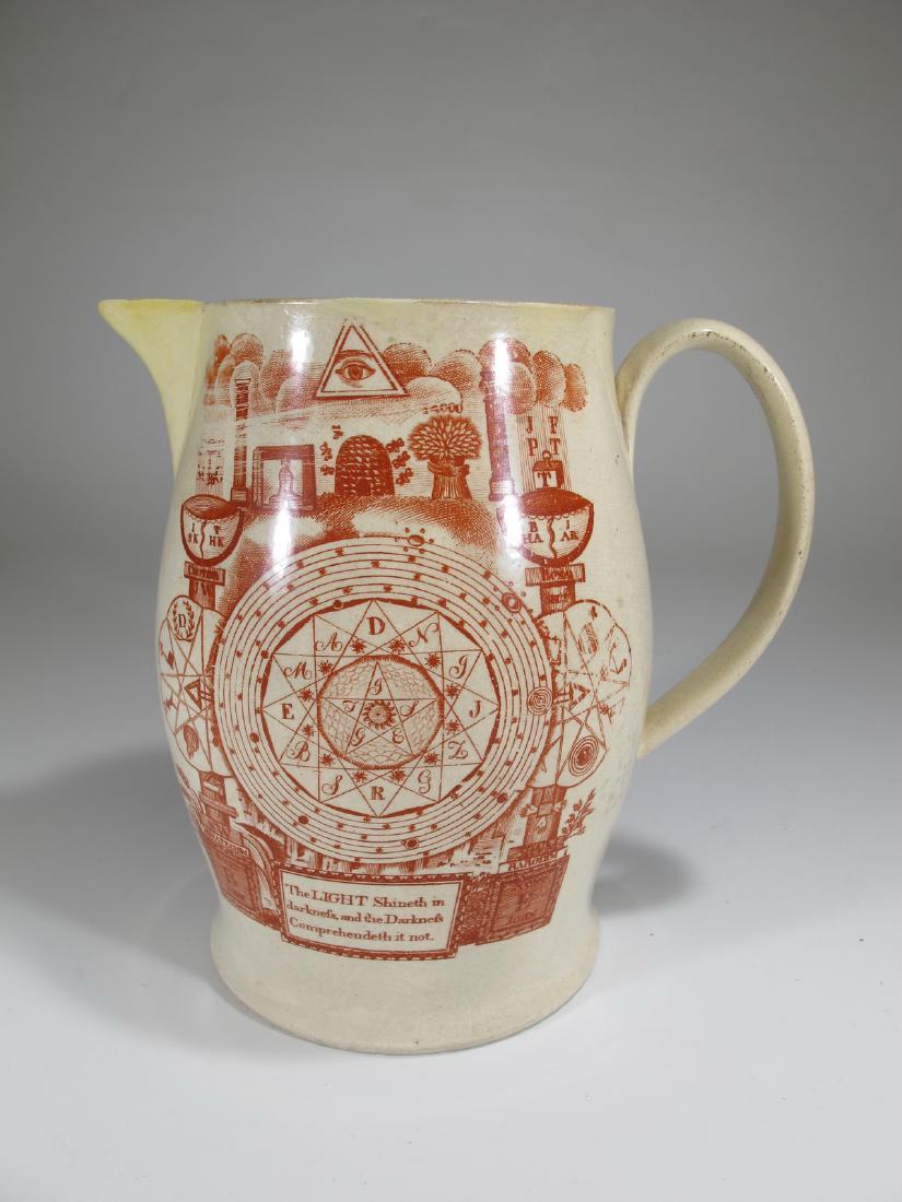 Antique English Masonic cream ware jug (1 of 10)
