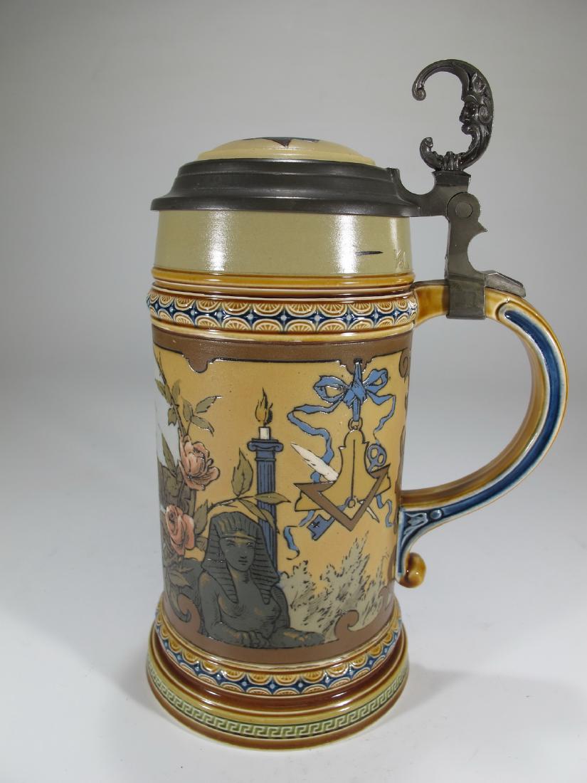 Antique Masonic German Mettlach beer stein