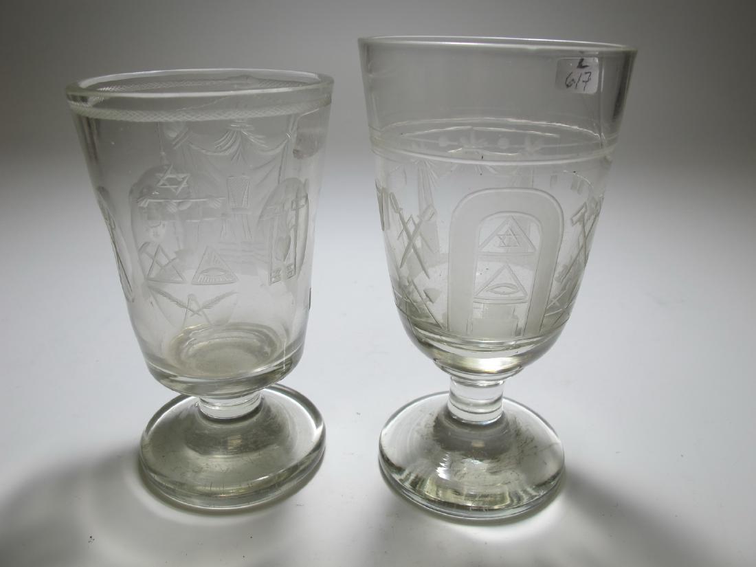 2 Antique Masonic etched glasses (1 of 11)