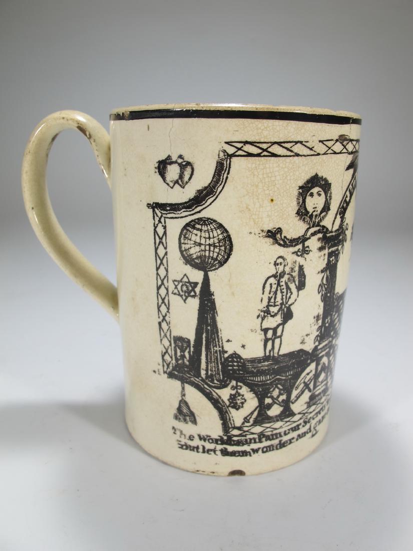 Antique Masonic cream ware pottery frog mug (1 of 10)