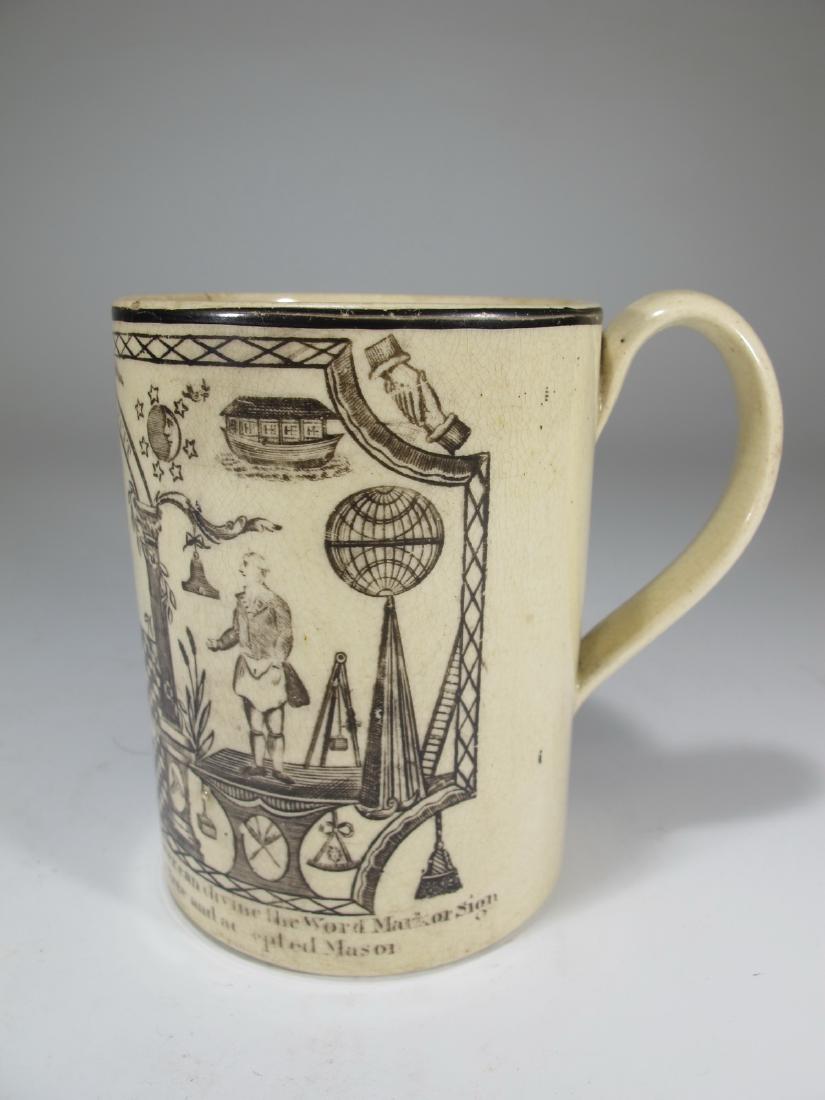 Antique Masonic cream ware glazed pottery frog mug (1 of 12)