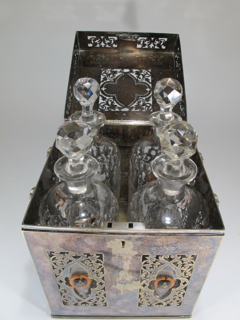 Masonic English pierced metal box with 4 glass (1 of 14)