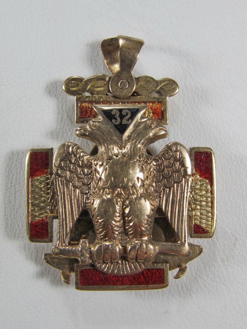 Antique Masonic 12K gold Scottish Rite 32nd. degree fob (1 of 3)