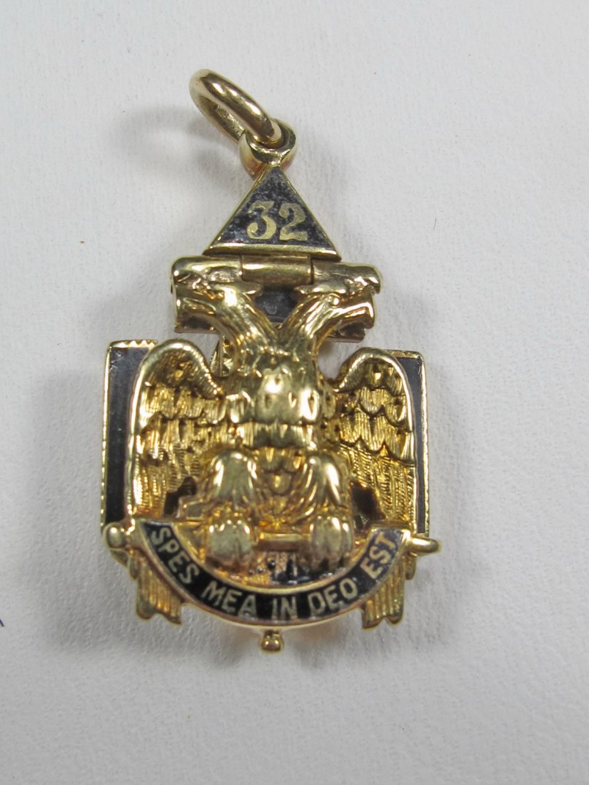 Antique Masonic 14K gold Scottish Rite 32nd degree fob (1 of 6)
