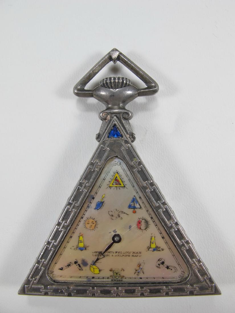 Antique Masonic swiss 925 sterling  triangular pocket (1 of 10)