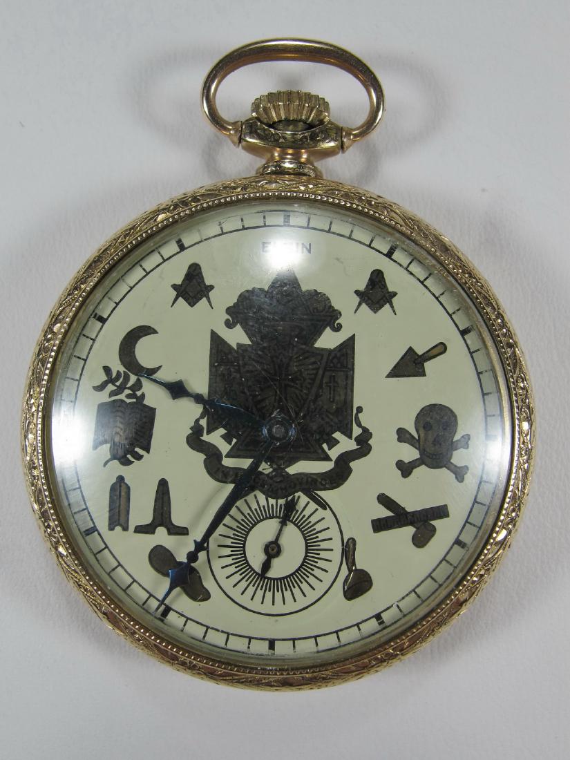 Vintage Elgin Masonic pocket watch 10k GF (1 of 6)