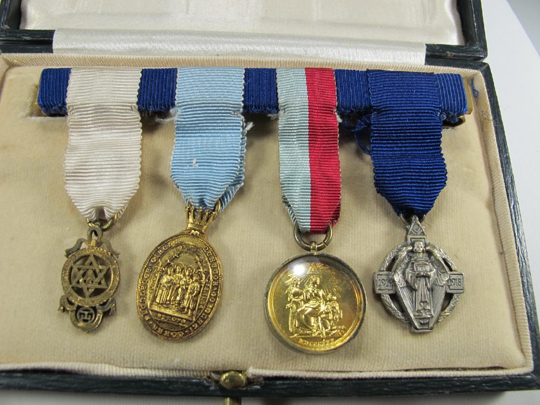 Set of 4 antique Masonic silver medals (1 of 9)