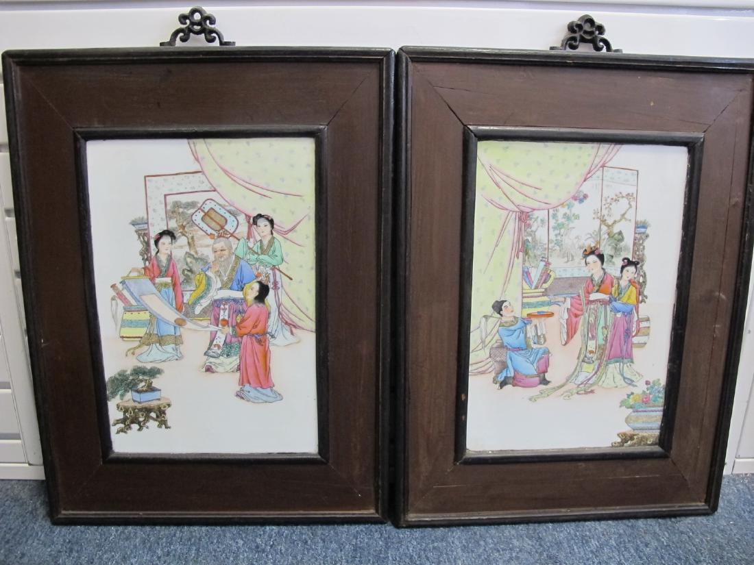 Antique pair of Chinese framed porcelain plaques (1 of 4)