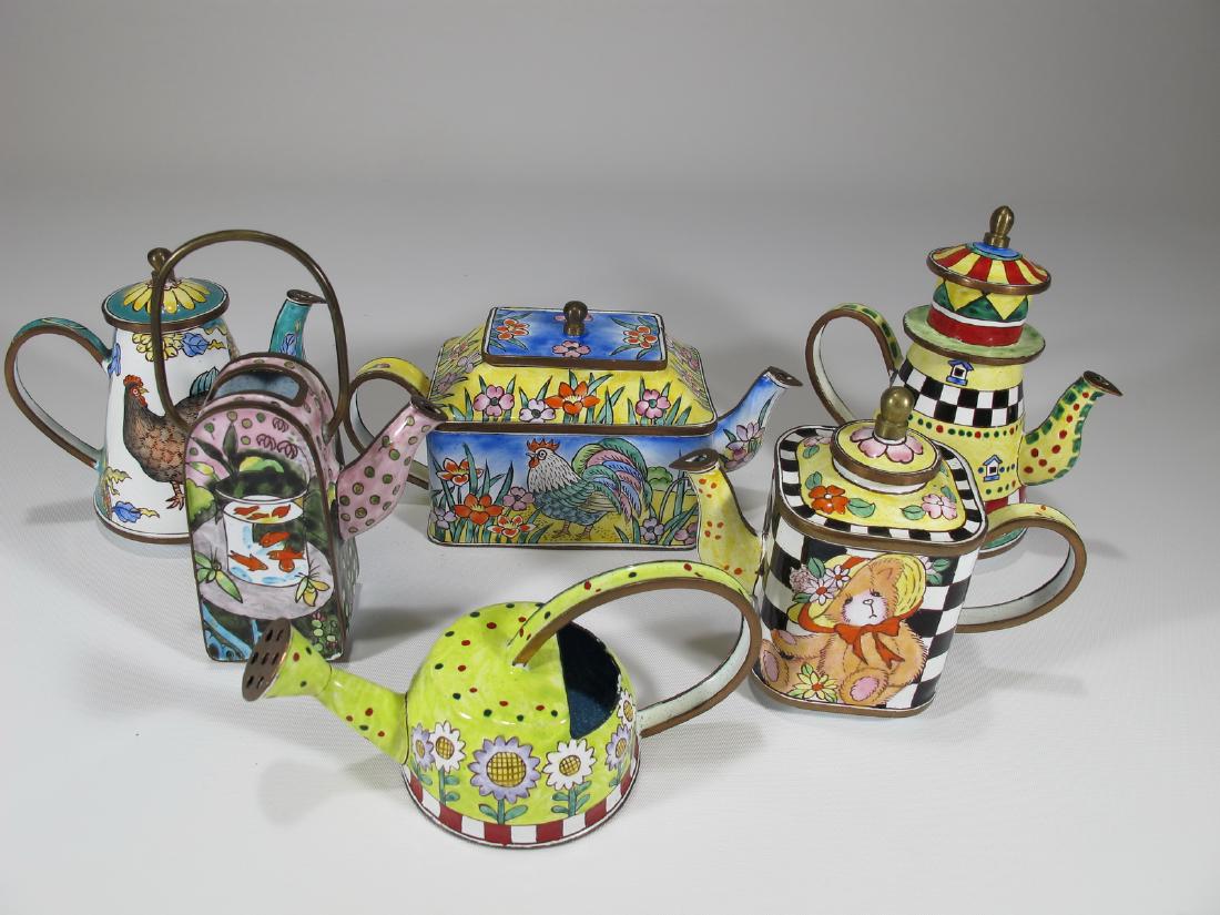 Kelvin Chen enamelled set of 6 teapots (1 of 11)