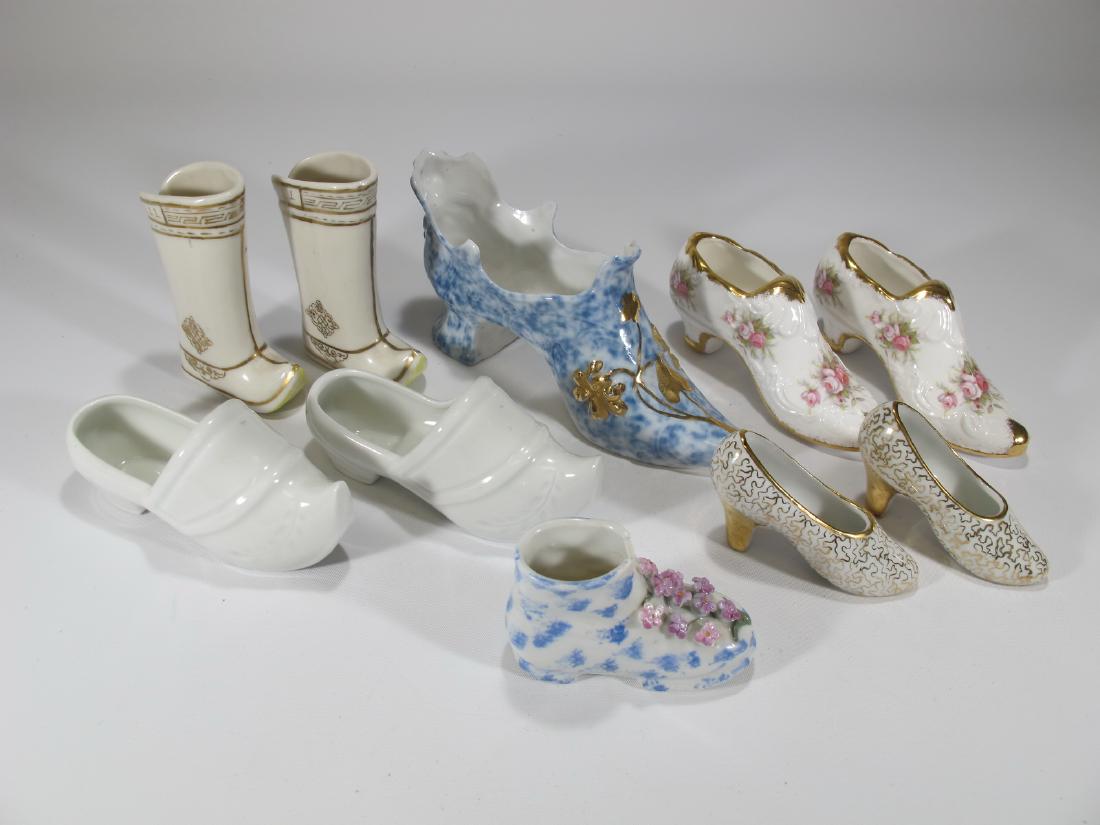 Limoges, Paragon & others set of 10 porcelain shoes (1 of 12)
