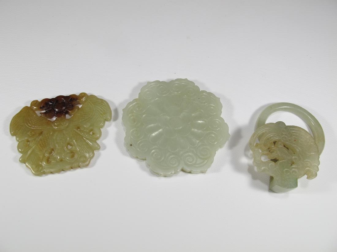 Vintage set of 3 hand carved jade plaques (1 of 7)
