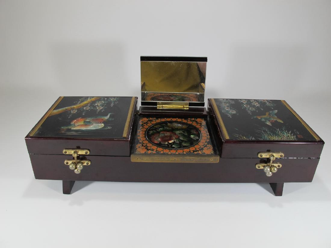 Vintage Chinese lacquer mirror jewelry music box (1 of 8)