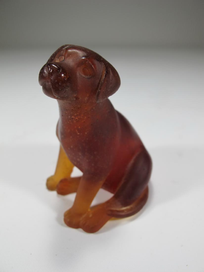 Daum, France glass dog statue: Daum, France glass dog statue. 2 7/8 in H x 1 7/8 in W x 2 3/8 in D. Shipping in USA or International please contact both UPS stores for quote: James Lawrence, UPS Store 4356, 954-463-0444, FloridaUPS
