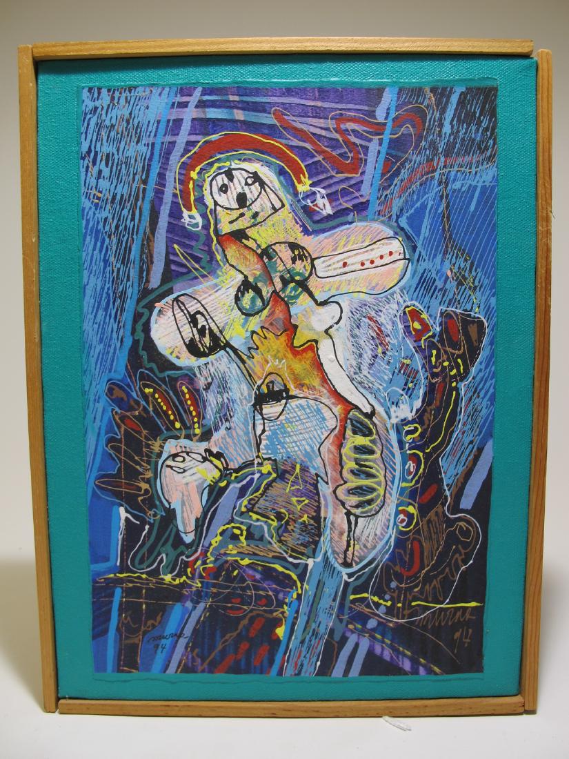 Mario MURUA (1952) Chilean artist painting: Mario MURUA (1952) Chilean artist painting. 12 3/8 in H x 9 3/8 in W. Shipping in USA or International please contact both UPS stores for quote: James Lawrence, UPS Store 4356, 954-463-0444, FloridaUP