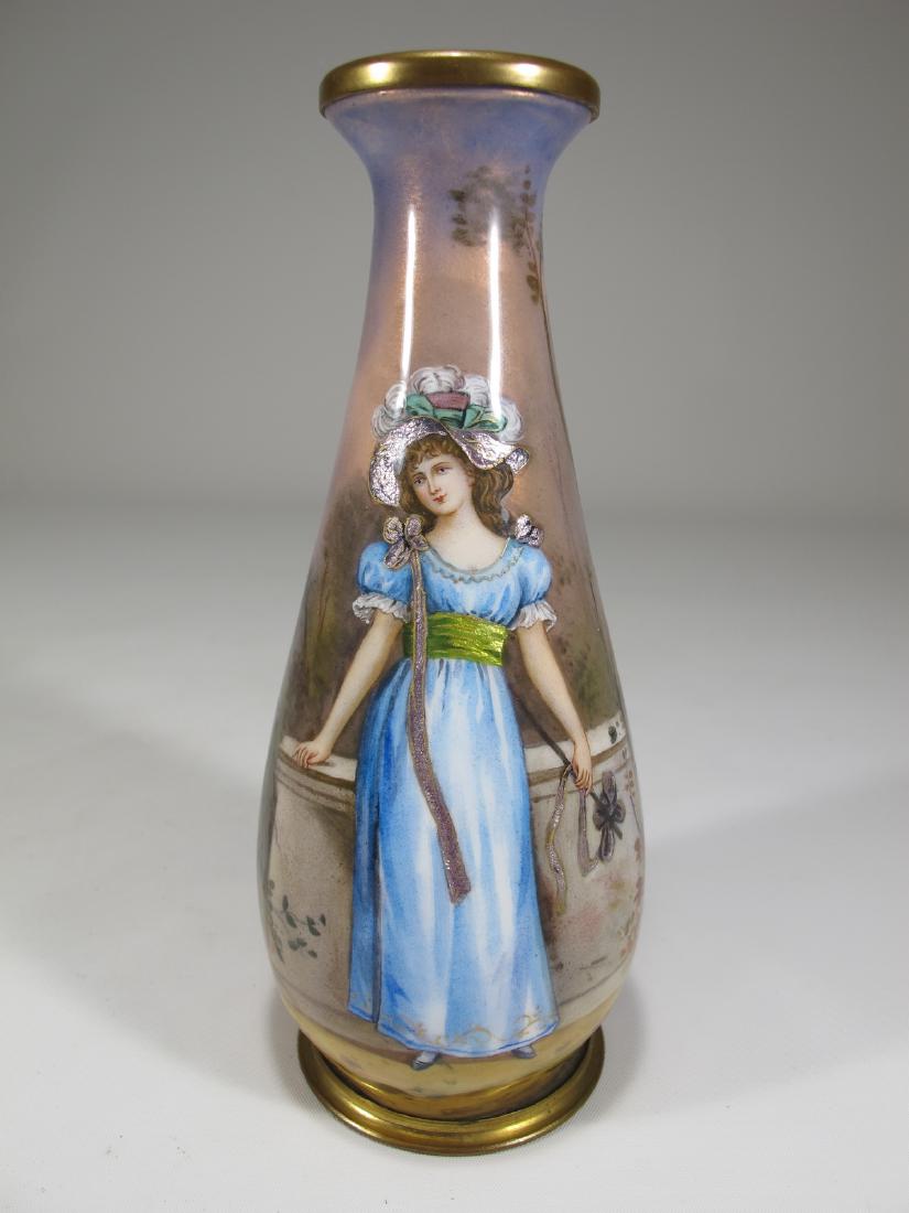 Antique French enamel vase, signed (1 of 9)