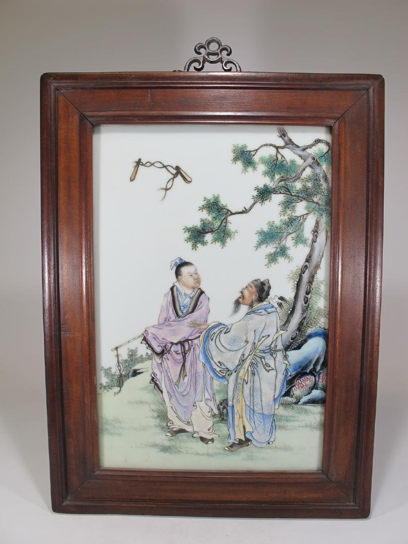 Antique Chinese porcelain framed plaque (1 of 4)
