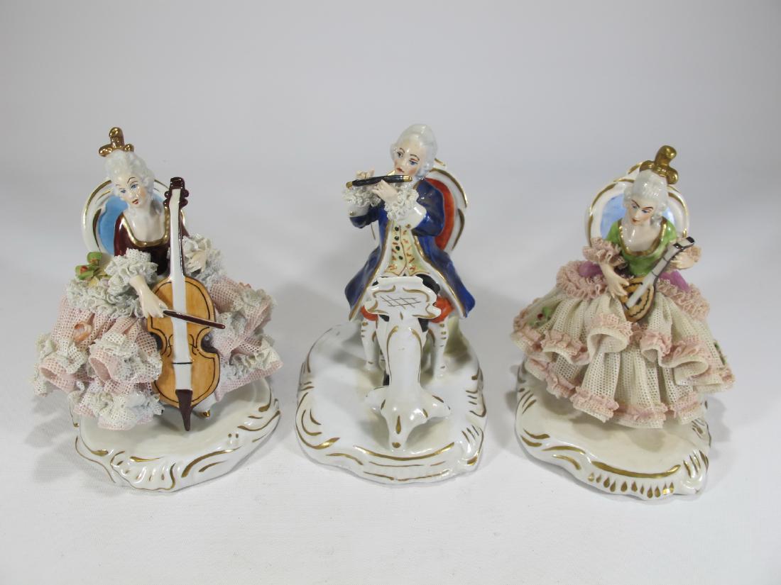 Antique German Dresden set of 3 porcelain figures (1 of 9)