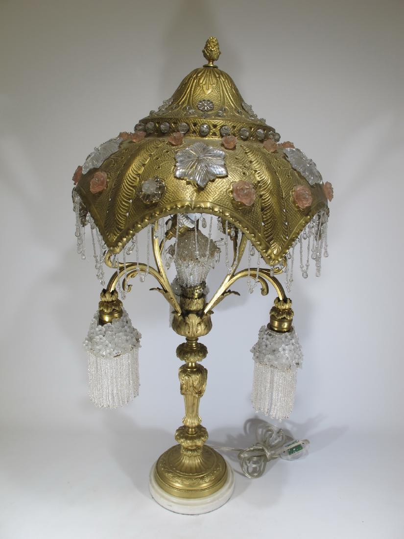 Very rare Antique French Bronze Beaded Lamp (1 of 11)