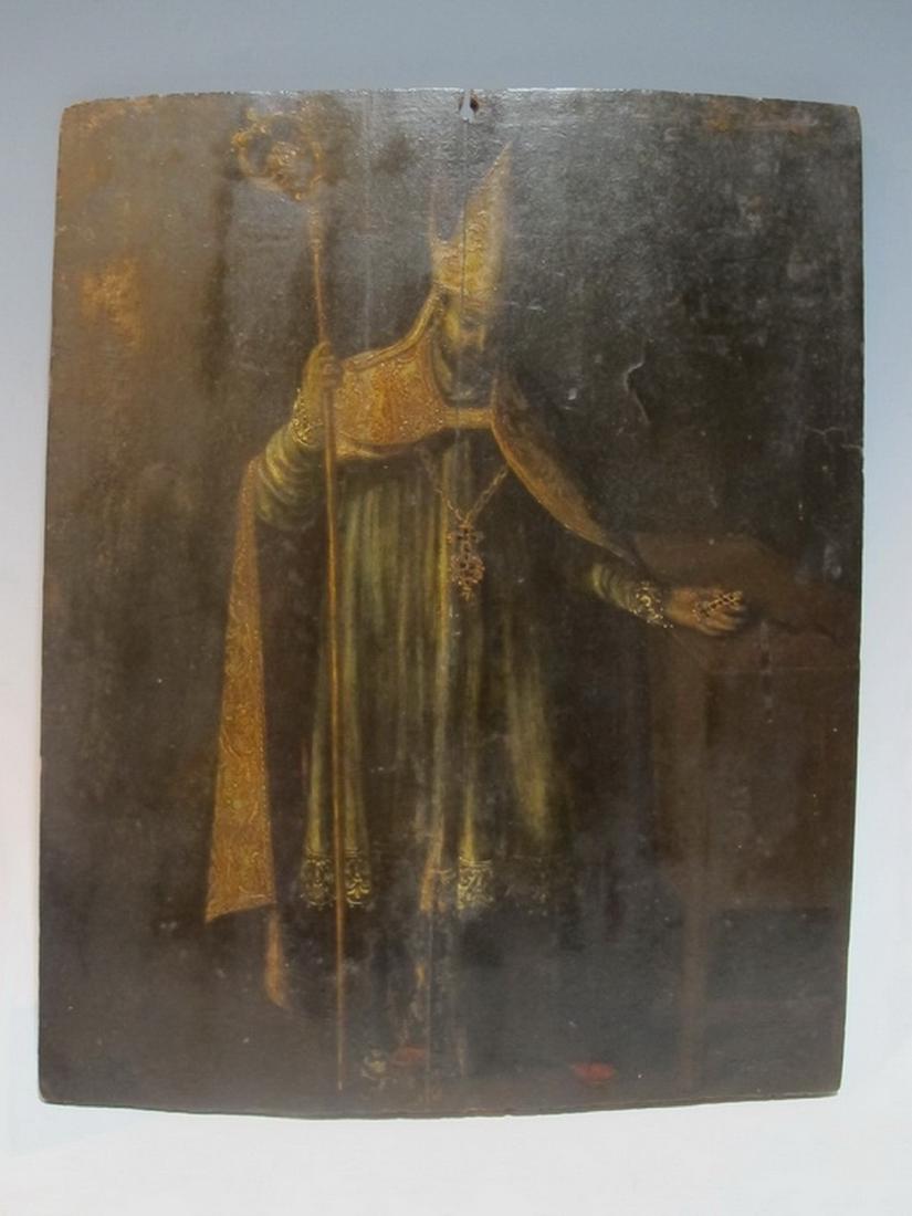 18th/19th C Religious painting on wood (1 of 10)