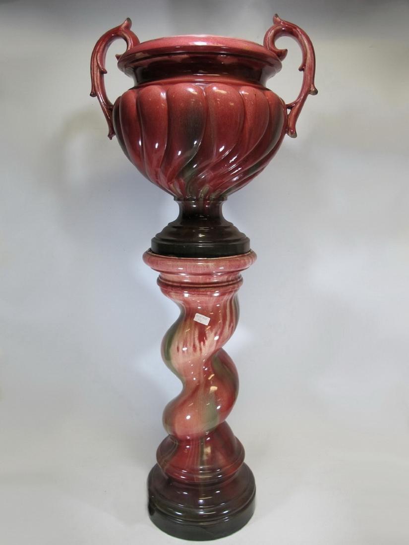 Antique European earthenware planter with pedestal (1 of 10)