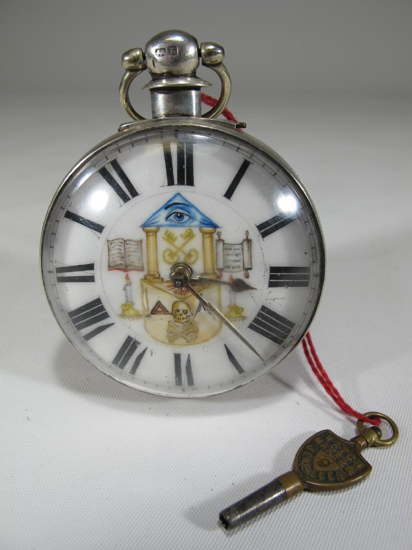 Antique English Masonic silver case pocket watch (1 of 5)