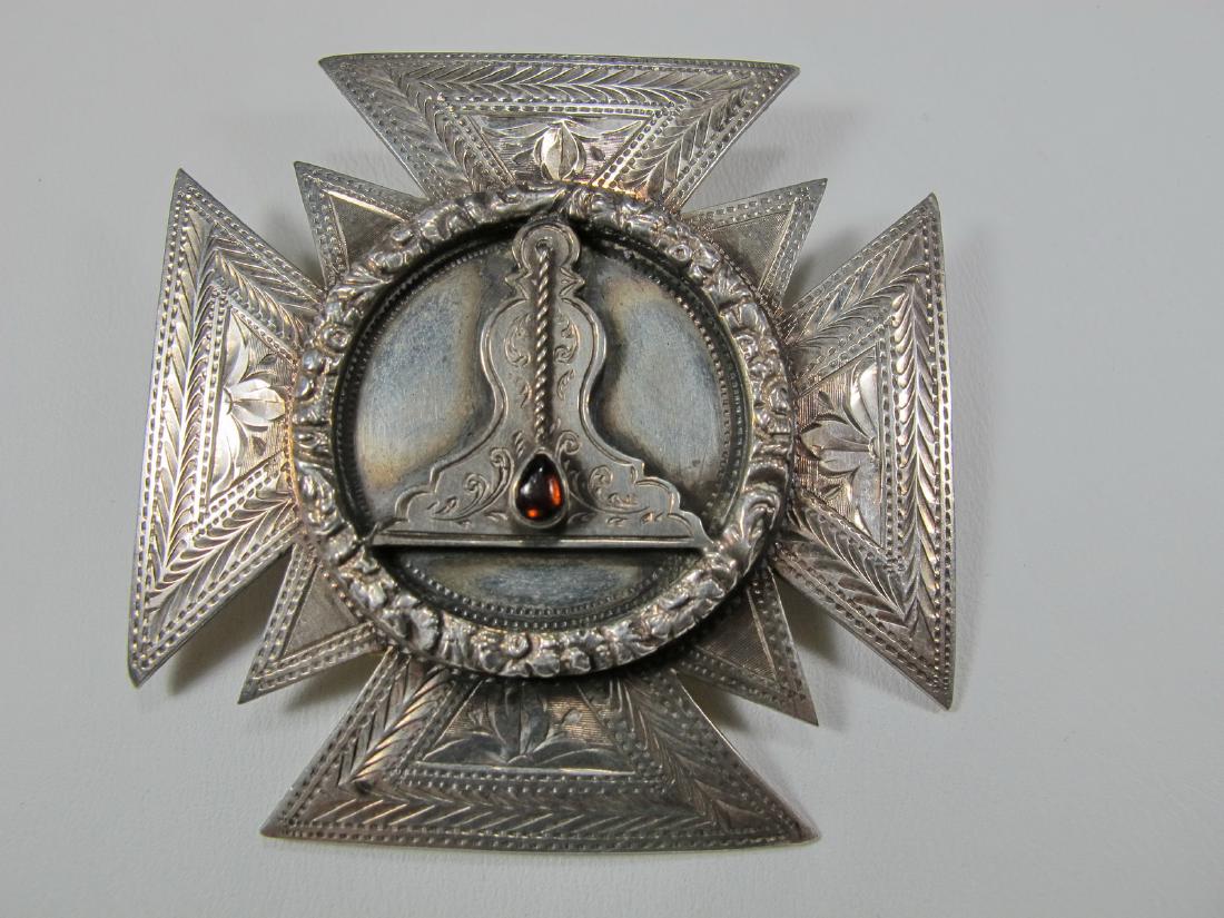 19th C Masonic silver Knights Templar brooch (1 of 4)