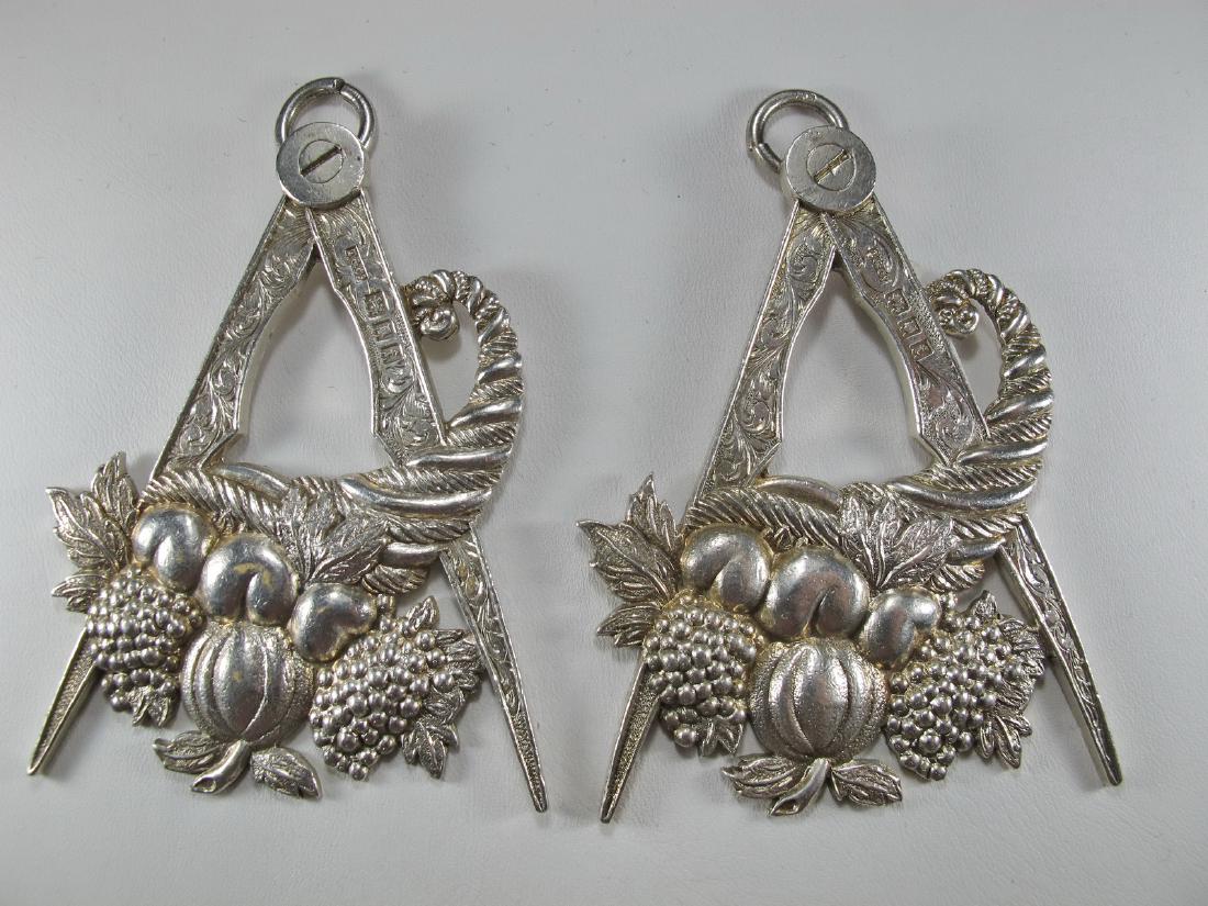 Lot of 2 silver plated Steward Masonic jewels (1 of 8)