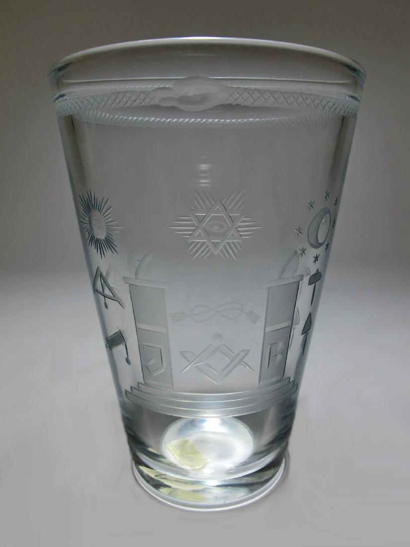 Antique Masonic European etched glass (1 of 6)
