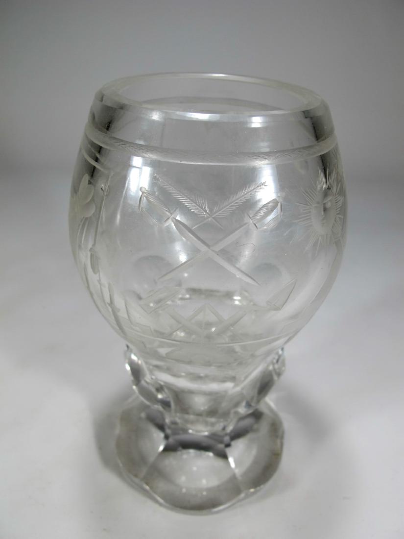 Antique Masonic heavy etched glass goblet (1 of 13)