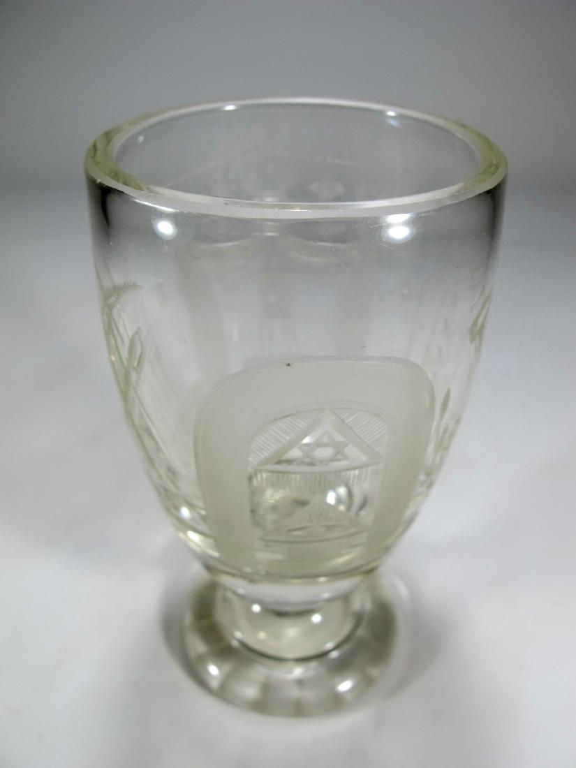 Antique Masonic clear etched glass goblet (1 of 9)