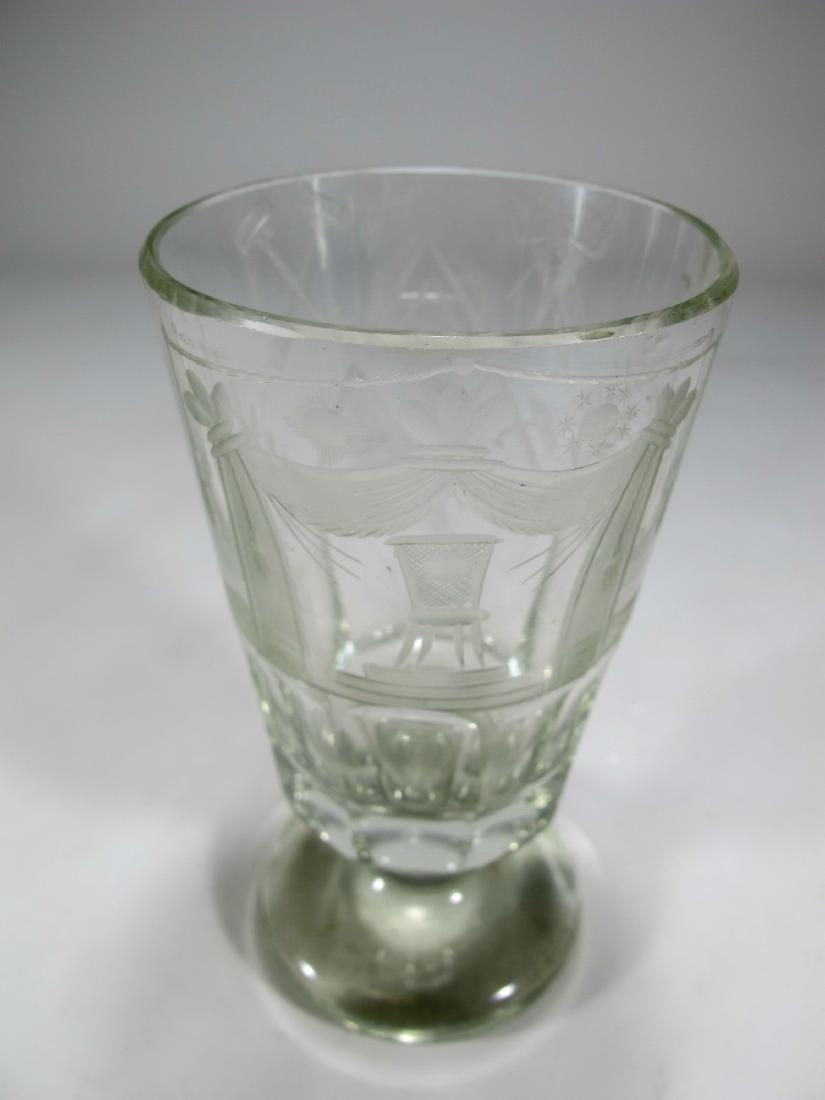 Antique Masonic clear etched glass goblet (1 of 5)