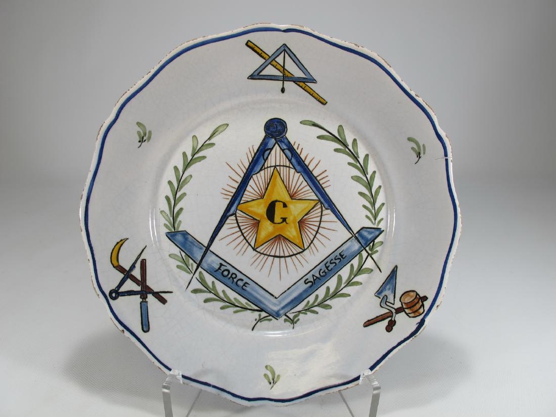 Antique Masonic French hand painted plate (1 of 8)