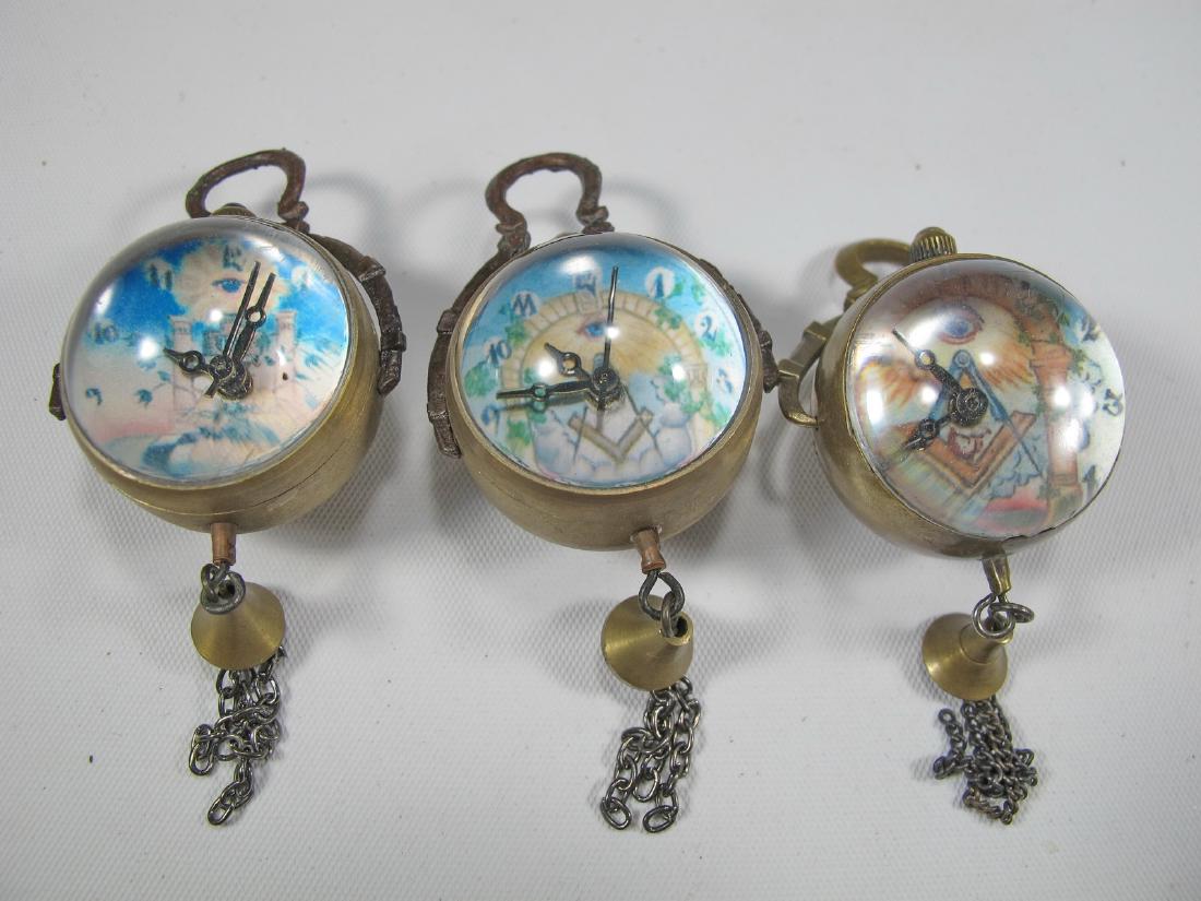 Set of 3 Masonic brass & round glass watches (1 of 5)