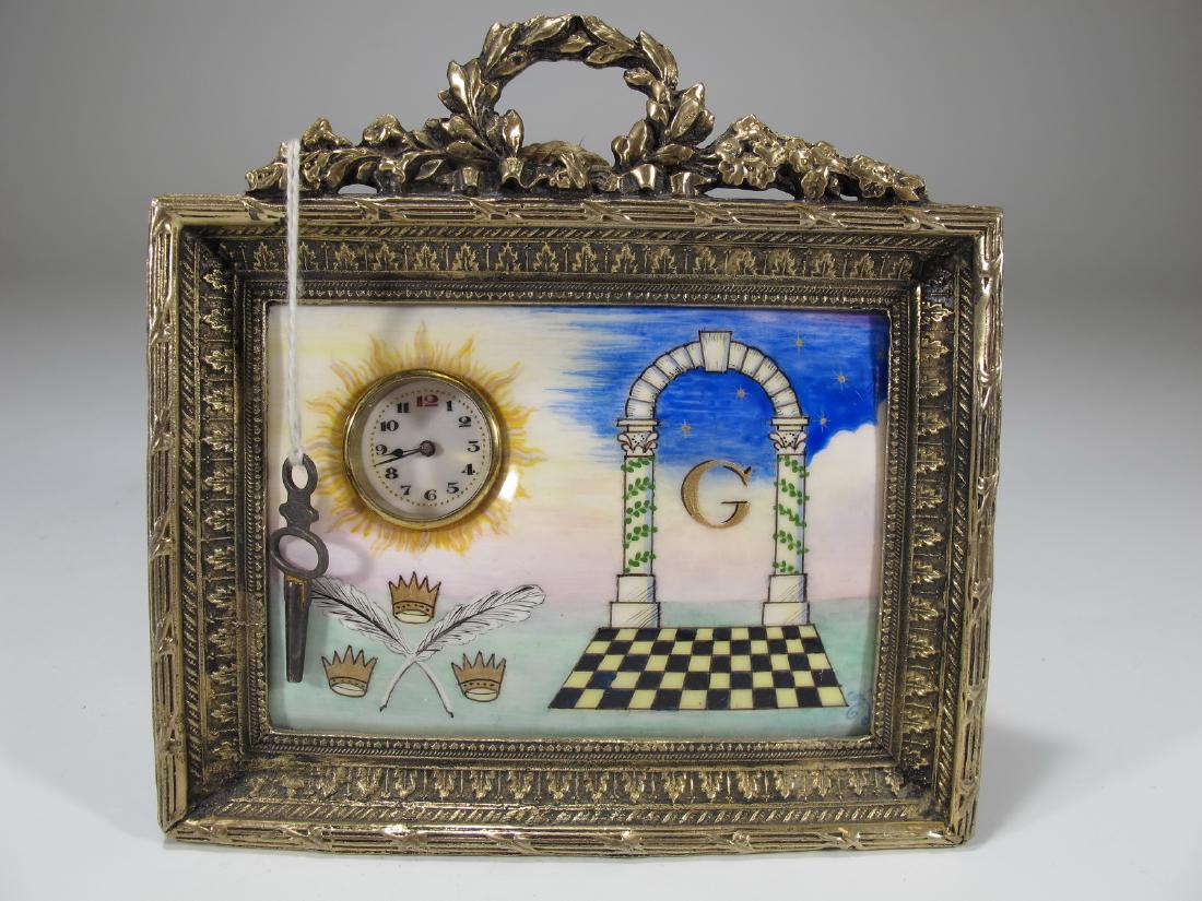 Antique Masonic Key wind table clock (1 of 5)