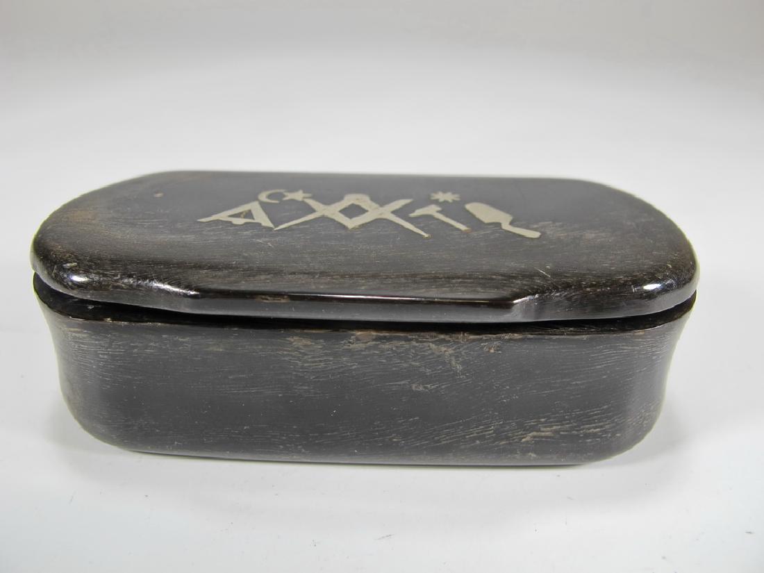 Antique Masonic rectangular horn snuff box (1 of 5)