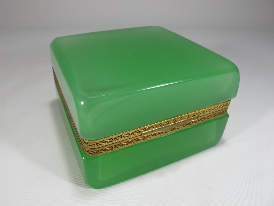 Antique gilt bronze & green opaline box (1 of 7)