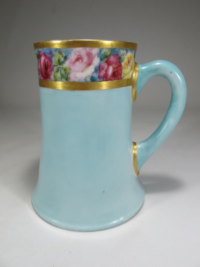 Antique French Limoges porcelain tankard: Antique French Limoges porcelain tankard. 5 3/8 in H x 5 in W x 4 1/4 in D. Shipping in USA or International please contact both UPS stores for quote: James Lawrence, UPS Store 4356, 954-463-0444, Flo
