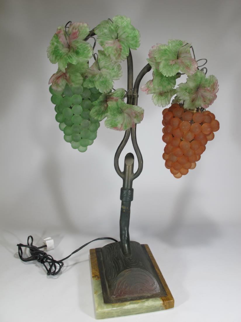 Vintage French glass grapes & bronze table lamp: Vintage French glass grapes & bronze table lamp. 20 in h x 12 in W x 12 1/2 in D. Shipping in USA or International please contact both UPS stores for quote: James Lawrence, UPS Store 4356, 954-463-044