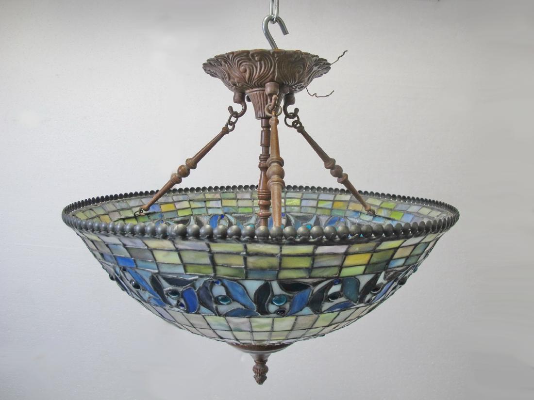 Vintage bronze & slag glass ceiling light (1 of 6)