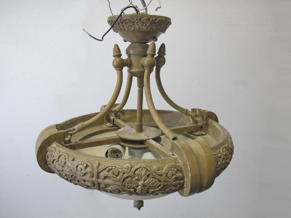 Patinated metal & alabaster ceiling light (1 of 6)