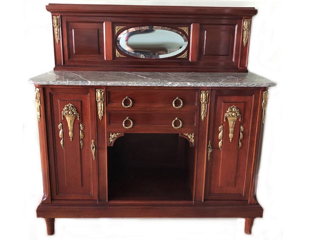 Antique French ormolu with marble & mirror sideboard (1 of 9)