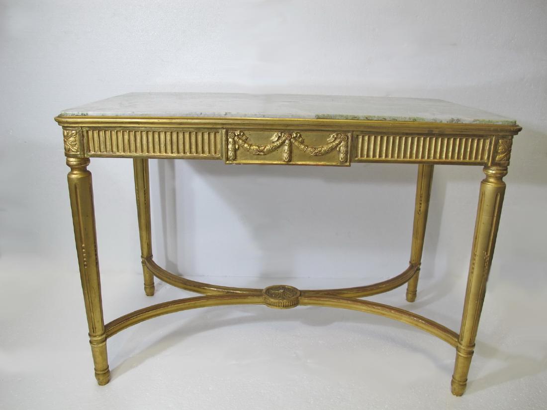 Antique French gilt walnut & marble top table (1 of 7)