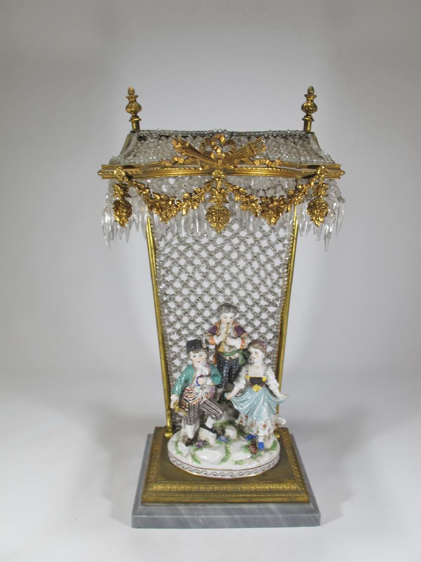 Antique bronze, glass, marble & porcelain lamp (1 of 9)