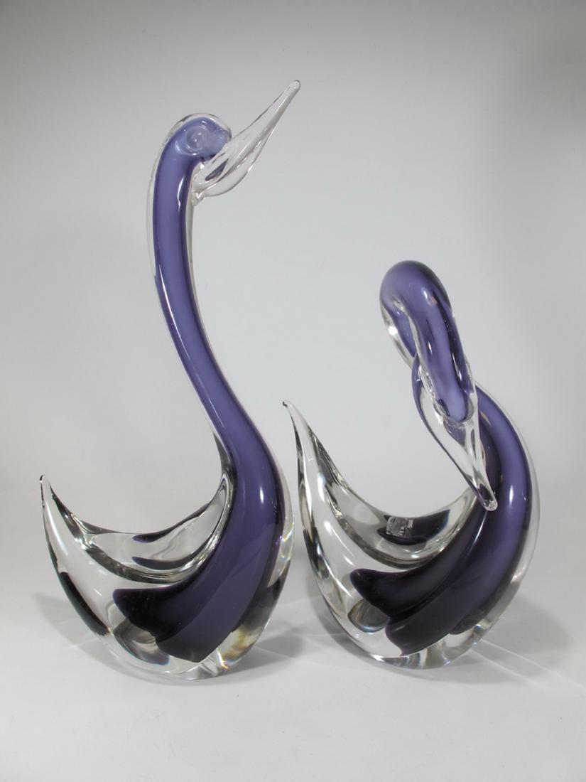 Vintage pair of murano glass swan sculptures (1 of 9)