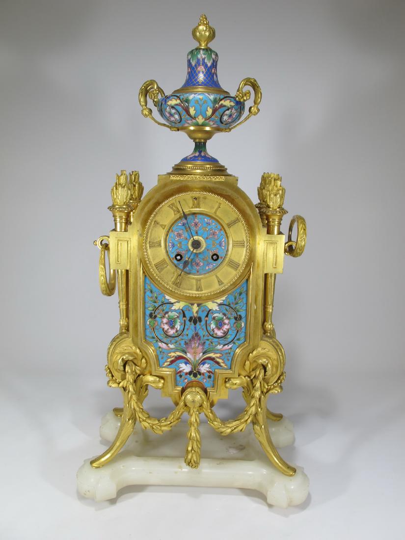 19th C French Japy Freres bronze champleve clock (1 of 11)