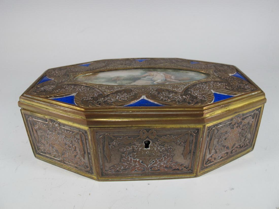 Antique French bronze & enamel box (1 of 6)