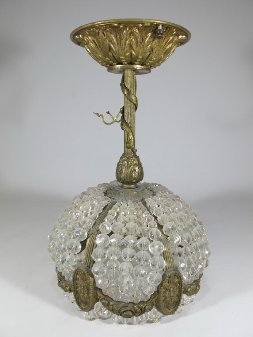 Antique French small glass & bronze ceiling light (1 of 6)