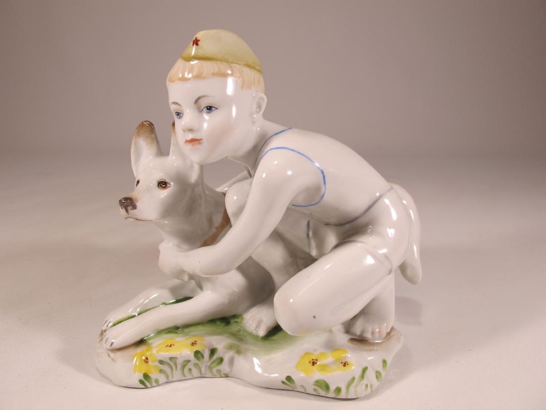 Russian Soviet LFZ porcelain Figurine Boy with Dog, (1 of 7)